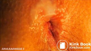 Logs exiting a perfect hole covered in cunt cream