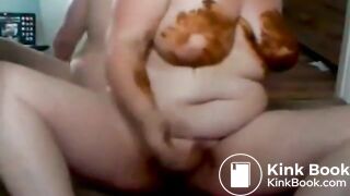 Fat Dirty Slag Smears Her Big Tits & Belly in Shit