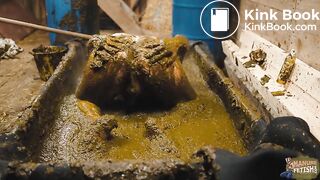 Frankys time in the manure basin - scat anal