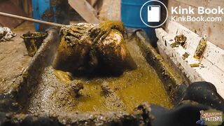 Frankys time in the manure basin - scat anal