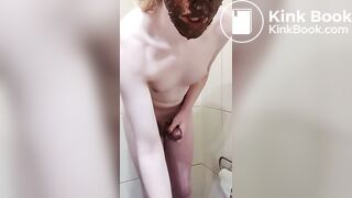 trans girl fucks herself with a toiletbrush and cu