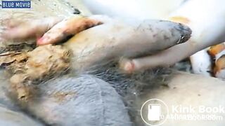 Scat Pig Smears Her Shit on His Cock & Sucks It