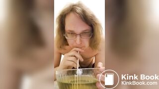 piss slave chugs a lot of piss out of bowl