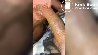 Cleaning shitty cock