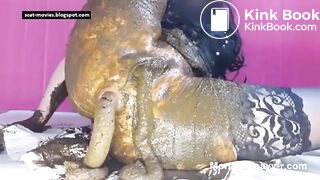 Filthy Slag Pushes Shit Out of Both Holes w Piss