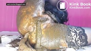 Filthy Slag Pushes Shit Out of Both Holes w Piss