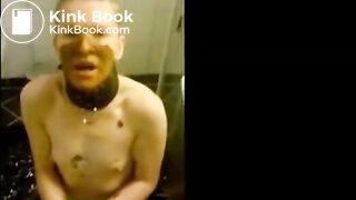 Sub Scat Smeared Slag Sucks Shitty Cock in WC