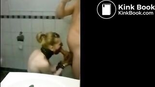 Sub Scat Smeared Slag Sucks Shitty Cock in WC