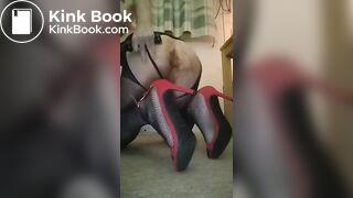 Sissy faggot in chastity fucking it's dirty hole