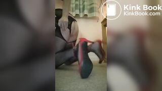 Sissy faggot in chastity fucking it's dirty hole