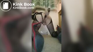 Sissy faggot in chastity fucking it's dirty hole