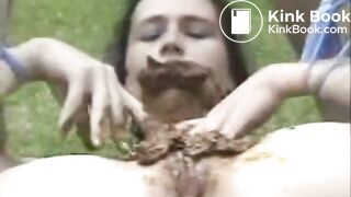 Two Guys Shit on Scat Babe Outside