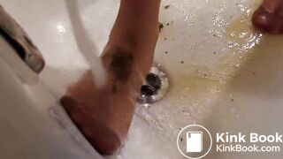 Very messy dog shit nylon feet