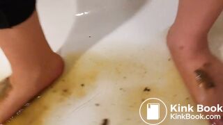 Very messy dog shit nylon feet