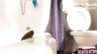 Trans Girl Shit Sliding on the Edge of the Tub