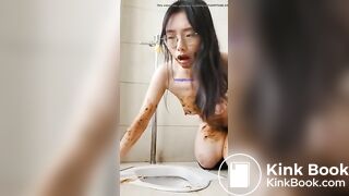 Slave girl public toilette scat