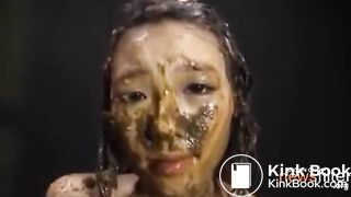 Crazy Jap Teen Slag Covered in Her Own Shit & Puke