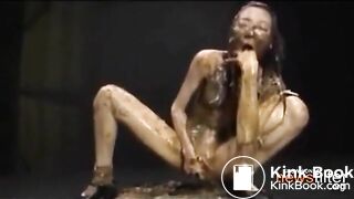 Crazy Jap Teen Slag Covered in Her Own Shit & Puke