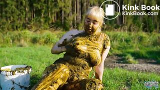 Collecting cowshit and masturbate in manure