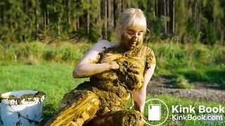 Collecting cowshit and masturbate in manure