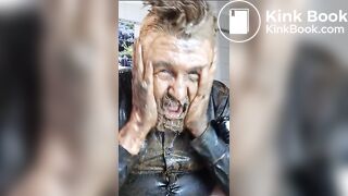 Full head shit smearing & dildo deep throat