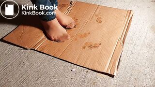 Very  nessy wife wash outside in pantyhose