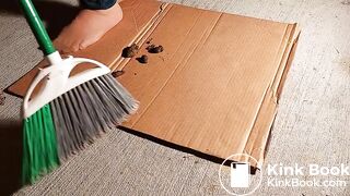 Very  nessy wife wash outside in pantyhose