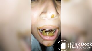 female enjoying chewing mouthful of shit