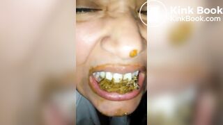 female enjoying chewing mouthful of shit
