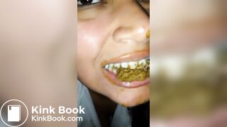 female enjoying chewing mouthful of shit