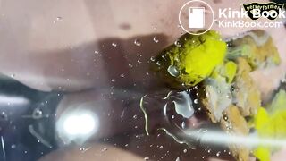 He licks her dirty ass