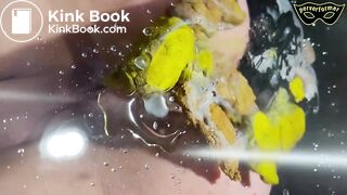 He licks her dirty ass