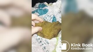 My submissive whore eating shit n jerkin it