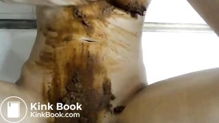 dirty female plays and smears shit