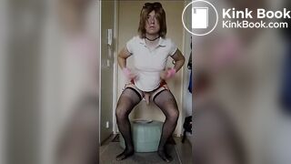 crossdresser sissy shits on plate