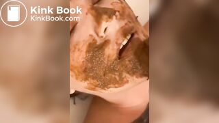 Shit facial for worthless human toilet whore