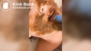 Shit facial for worthless human toilet whore