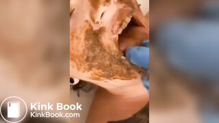 Shit facial for worthless human toilet whore