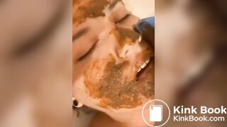 Shit facial for worthless human toilet whore