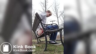 Shitting on a Bench by the Road