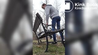 Shitting on a Bench by the Road