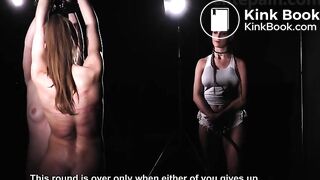 Whipping competition for two girls