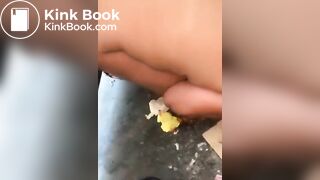 Nasty portapotty floor for worthless human toilet