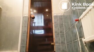 Man pooping in the bathroom