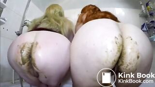 2 disgustingly fat sluts sit on shit