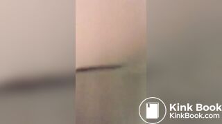 Pulls it out of her ass and sticks it in her