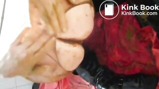 Flabby Big Tit GILF Covers Herself in Her Shit