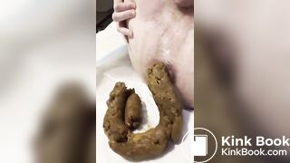Pushing out a huge load in bed
