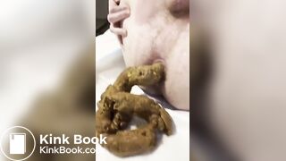 Pushing out a huge load in bed