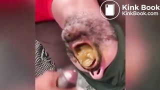 Brazilian guy cums into a shit filled mouth
